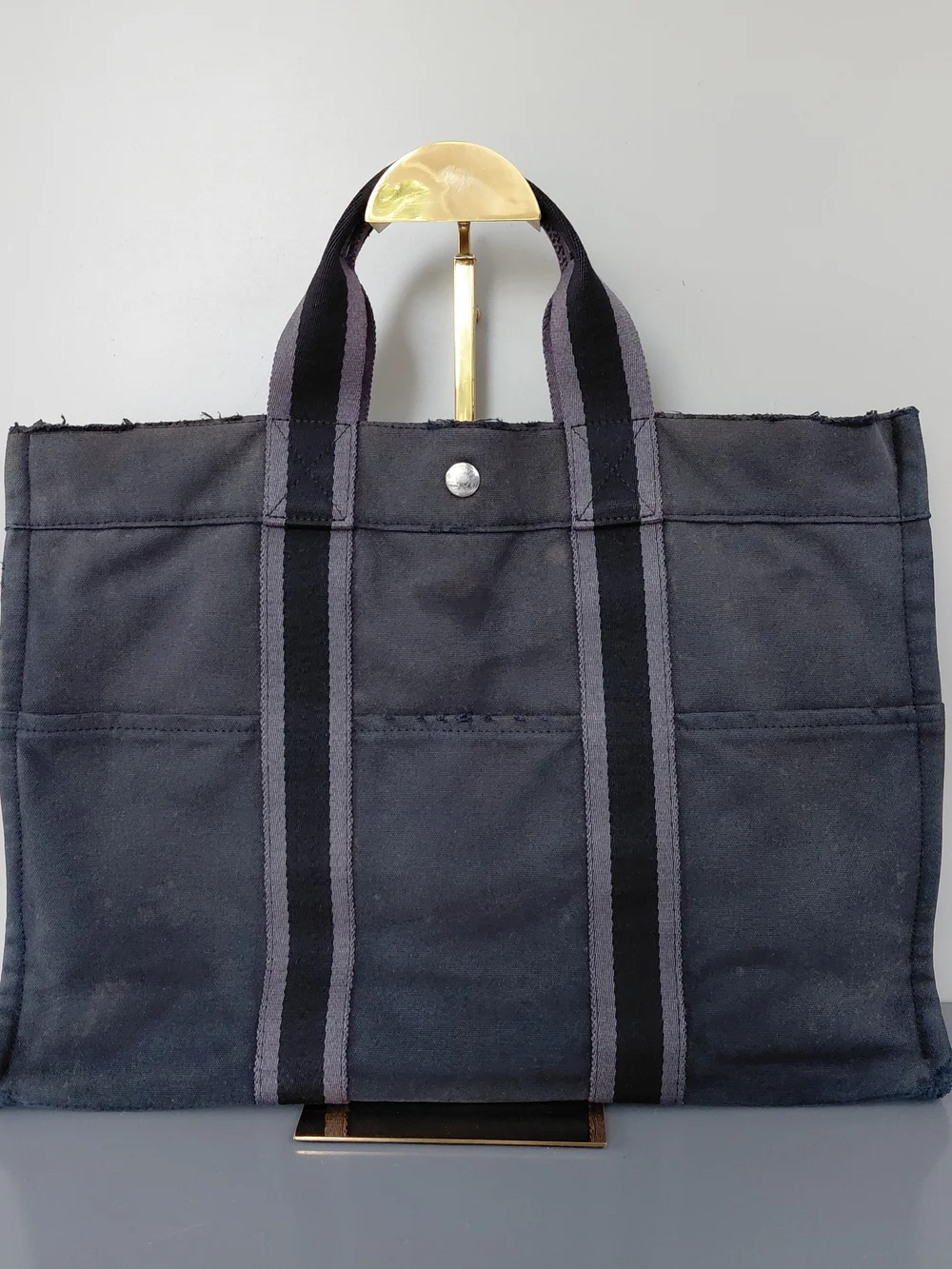 Hermes Black And Gray Tote Bag